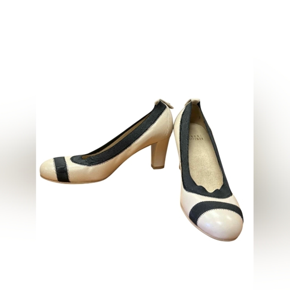 Stuart Weitzman Cream and Black High Heel Pumps, Size 5 NWT